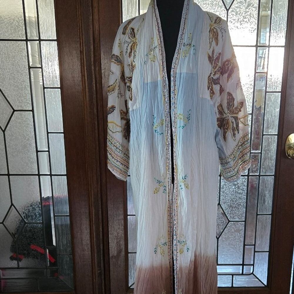 ZARA Limited Edition Embroidered Sequin Tie Dye Kimono Duster Boho